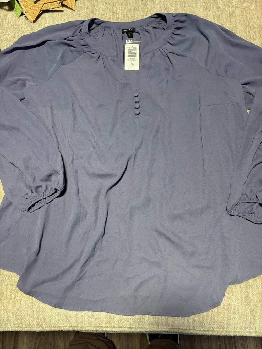 NWT Torrid Purple Georgette Pintuck Button-Front Peasant Blouse Size 2X 18-20